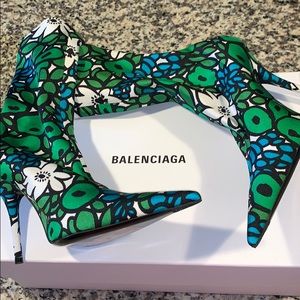 BRAND NEW Balenciaga Green Floral Boots EU38